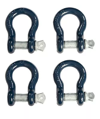 4x 7/8  Bow Shackle D-Ring BLUE W Zinc Plated Clevis Screw Pin 14000 Lbs • $51.49