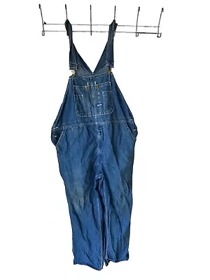 Big Smith Bibs Work Overalls Men's Size 46x32 Medium Wash Blue  Blue Denim Work • $19.95