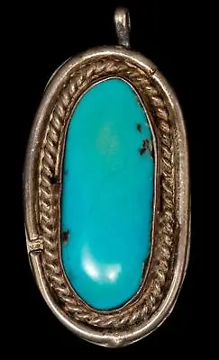 Vintage Sterling Silver Oval Turquoise Pendant • $65