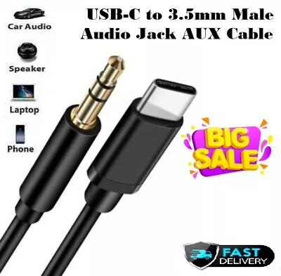 Type C To 3.5mm Aux Cable USB C Male  For Samsung Car Stereo Audio Adapter Jack • £3.15