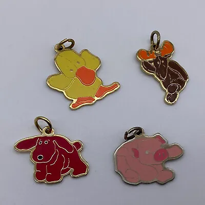 Animal Charms Metal Enamel Lot Of 4 Pig Moose Duck Dog Vintage  • $11.98