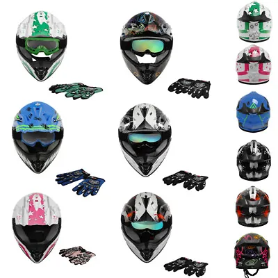 DOT ATV Helmet Youth +Goggles Gloves Motocross Dirt Bike Off Road Full Face S-XL • $46.99