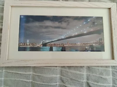 Framed Picture Of Brooklyn Bridge Overlooking Nyc 11 1/2 X 6 1/2 • $17.99