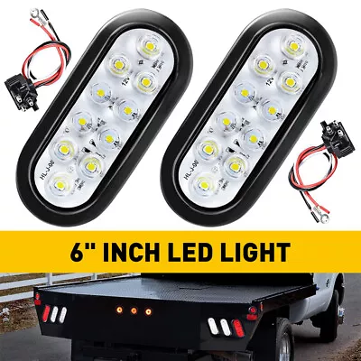 2pcs 6 Inch Round 20 LED Reverse Backup Tail Lights Trailer Truck Clear Lens 12V • $21.99