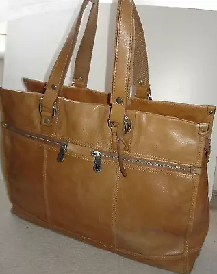 Ronit Zhilka Quality Large Tan Leather Tote/briefcase Bag With Lots Of Pockets • £7.99