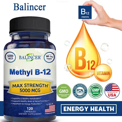 High Strength Methyl B12 Capsules From 5000mcg Methylcobalamin Vitamin B12 • £7.73