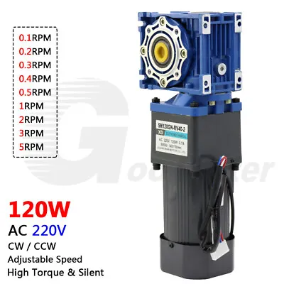 120W AC 220V Two Stage Worm Gear Reducer Gearbox Motor Gearmotors 0.1RPM To 5RPM • $585