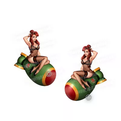Atomic Pin Up Girl Nose Art Stickers Sexy Vintage Truck Bomb WWII Decals C36003 • $3.99