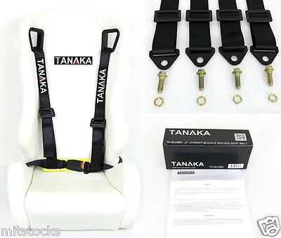 1 Tanaka Universal Black 4 Point Buckle Racing Seat Belt Harness 2  • $34.09