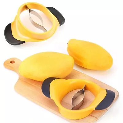 Stainless Steel MangoSlicer Cutter Pitter Peeler With Holder Yellow Fruit Tool| • £6.90