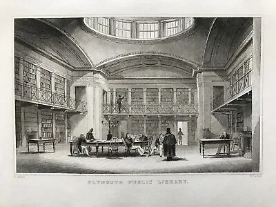 1831 Antique Print; Plymouth Public Library Devon After T. Allom • $8.69