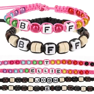 £4.25 • Buy Personalised Friendship Bracelet Kids Boys Girls Name Letter Message Beads