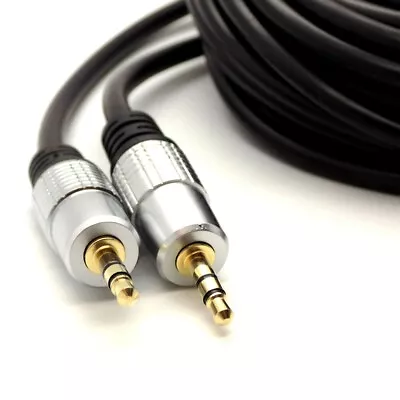 Aux Cable Audio Lead 3.5mm GOLD Jack High Quality Shielded - Car IPhone 1m - 20m • £4.45