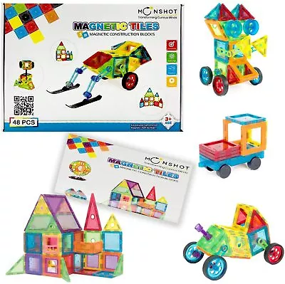 48 Pcs Magnetic Tiles Building Block For Kids Education Building Set STEM Toy • $22.49