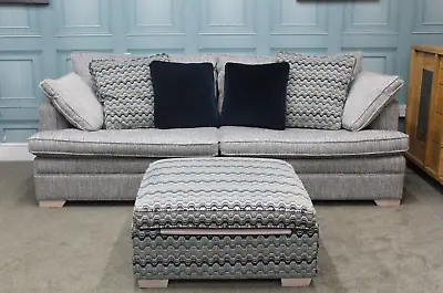 Collins & Hayes Bailey Medium Sofa & Stool In Essense Indigo Fabric. Rrp £3311 • £1499