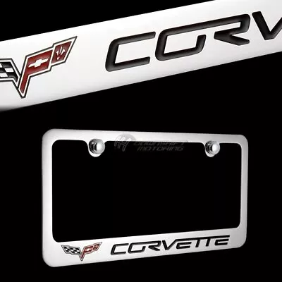 Chevy Corvette C6 Chrome Plated Brass License Plate Frame With Chrome Caps NEW • $29.95