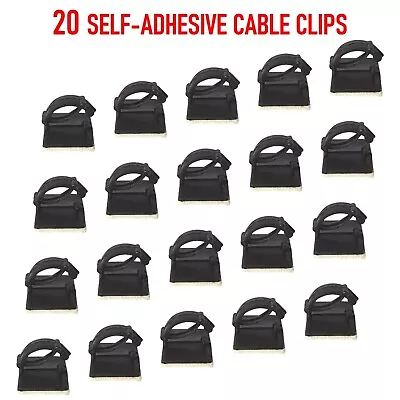 20 Self-Adhesive Mini Cable Clips Car Wire Clips Tie Sticker Cable Cord Holder • £3.29