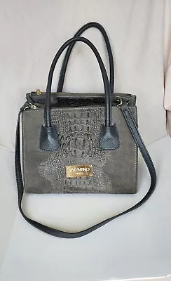 Vintage Valentino Milano Purse-Alligator Embossing Dark Gray Italian 11  X 9  • $175