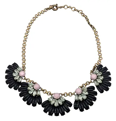 J. Crew Floral Faceted Crystal Chunky Necklace Gold Tone Chain 19 To 21 Inches • $24