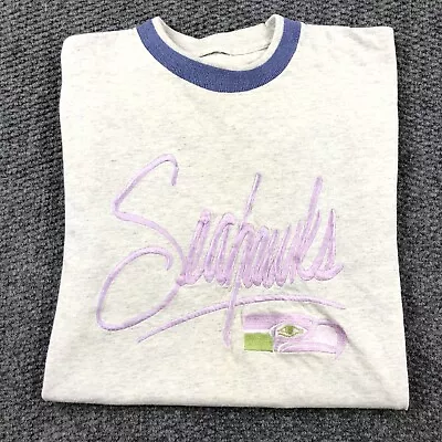 Vintage 90s Embroidered Logo Seattle Seahawks NFL T Shirt Size Large Football • $33.99