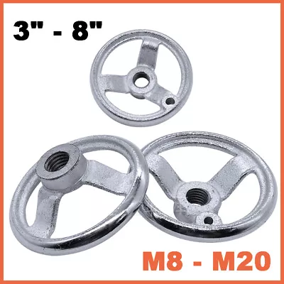 M8-M20 Three Spoke Round Handwheel 3 -8  Threaded Hole For Milling Machine Lathe • £5.51