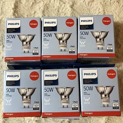 Philips MR16 GU10 Halogen Lamp 50W 2800K 430 Lumens 569434 Indoor Flood - 6 Pack • $22