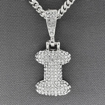 $9.99 • Buy Silver Tone Clear Rhinestones Bubble Initial Alphabet Letter I Pendant Necklace