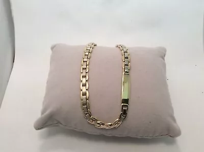 Men Lady 18k Yellow Solid Real Gold Essemme Fancy Link ID Bracelet 8 1/2'' 17.2g • $2699