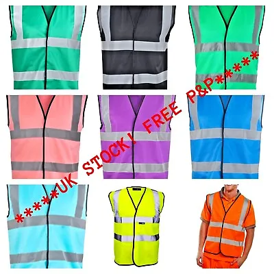 £1.99 • Buy Hi Viz Vis Visibility Security Work Vest Safety Waistcoat Colours Sizes