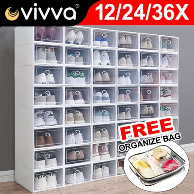 $64.97 • Buy Vivva Shoe Display Cases Box Rack Large Storage Cabinet Plastic Oragniser Drawer