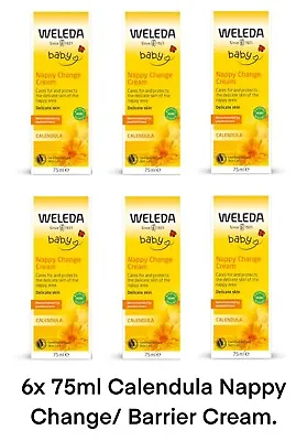 6x Premium Weleda Baby Calendula Nappy Cream 75ml BBE 08/23 • £18.99