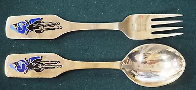 A. MICHELSEN Sterling Silver Denmark - CHRISTMAS SPOON & FORK SET - 1966 - Julen • $150