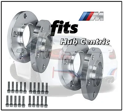 $179.90 • Buy 4 Pc 10mm & 15mm BMW Hub Centric Wheel Spacers Plus 20 Conical Lug Bolts Chrome
