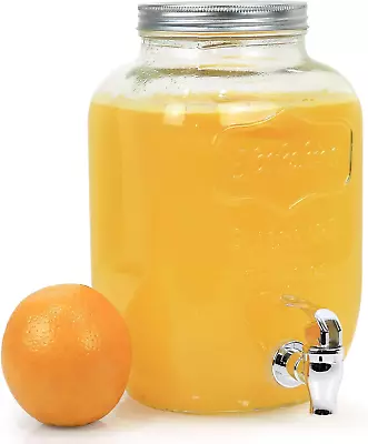 Glass Drink Dispenser Glass Jar 1 Gallon Parties Beverage Leak Free Spigot Jug • $26.84