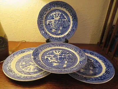 Societe Ceramique: Maastricht Holland  Four Luncheon Plates Blue Willow • $40
