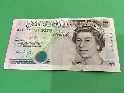 Vintage 1990   Bank Of England Five Pound Note Circulated R34 522916 • $7.99