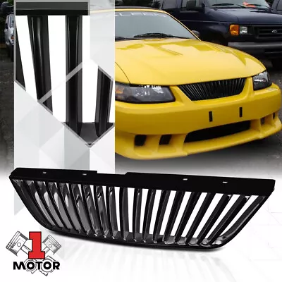 For 1999-2004 Ford Mustang{VERTICAL-BAR}Matte Black ABS Bumper Grille Vent Grill • $27.99