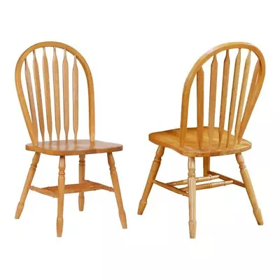 Selections Arrowback Windsor Dining Side Chair In Light Oak Solid Wood Set Of 2 • $386.99