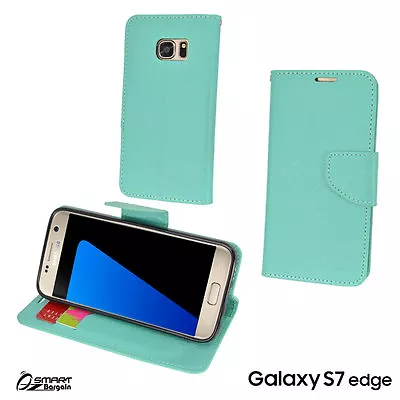 Aqua CL Wallet Flip Card Slot Case Cover For Samsung Galaxy S7 Edge • $6.99