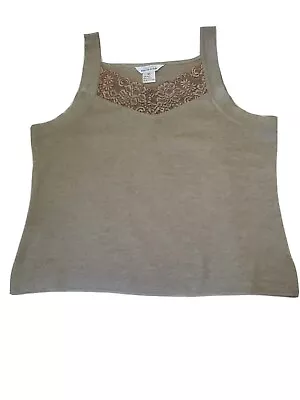 Exclusively Misook Lace Trim Knit Tank Top Womens Size XL • $59.99