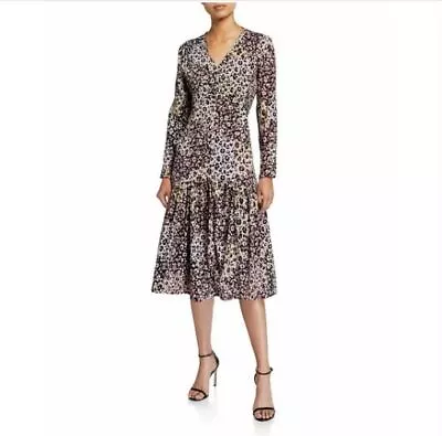 NWT LAURA ASHLEY Dress XL Cheetah Patchwork Print Midi Prairiecore Cottagecore • $41.64