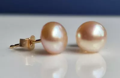 14ct Gold 'Honara' Pearl Earrings With Pink Hue • £99