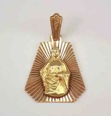 Vintage 925 Silver Religious Miraculous Medal Pendant 14K Yellow Gold Plated • $148.49