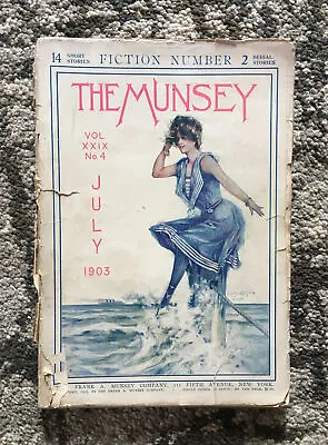 Vintage 1903 MUNSEY Magazine Seaside Frolic Ladies Swimsuit Antique Bathing Suit • $24.95