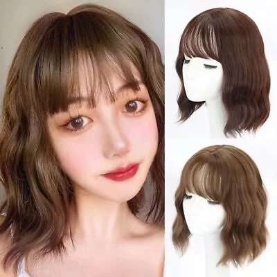 Synthetic Brown Bob Wigs Short Curly Wig Cosplay Lolita Wigs Medium Length Wig • £13.21