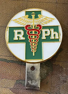 Brass RPh Registered Pharmacist Grille Badge Bumper License Plate Topper Emblem • $68