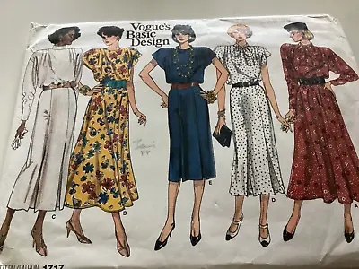 Vogue 1717 Vintage 1986 Ladies Dress Sewing Pattern 36 38 40  - Free Post • £6.75