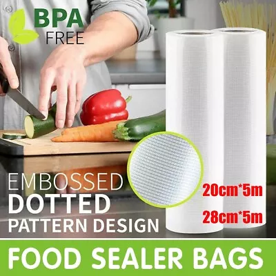 2 Rolls 5M Food Vacuum Sealer Bags Vaccum Food Storage Saver Seal Pack Embossed • £6.59
