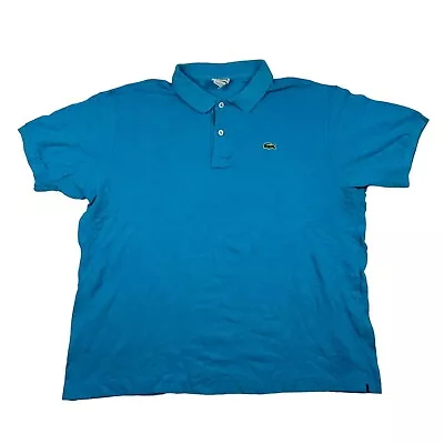 Lacoste Polo Shirt Mens 7 Fits Large Blue Embroidery Crocodile Classic Collared • $20