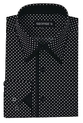 Men's Mini Polka Dot Fashionable Cotton Dress Shirt #617 White & Black • $20.15